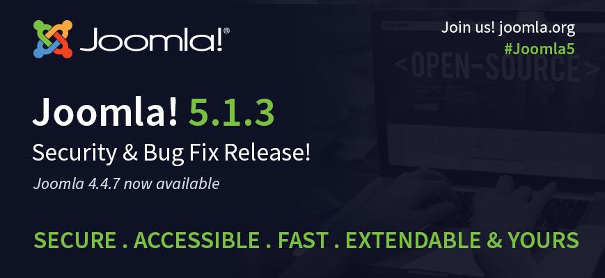 Joomla 5.1.3 als Sicherheits und Wartungsrelease erschienen - Joomla 4.4.7 als Wartungsrelease erschienen