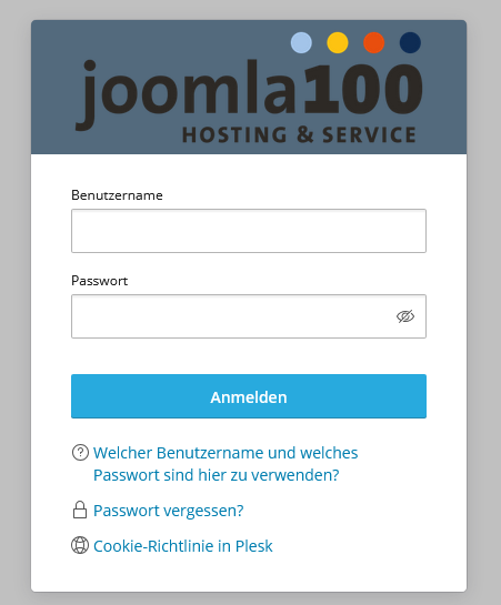 Die Loginmaske zu Ihrem plesk-Kundencenter So sieht die Loginmaske zu Ihrem Kundencenter aus